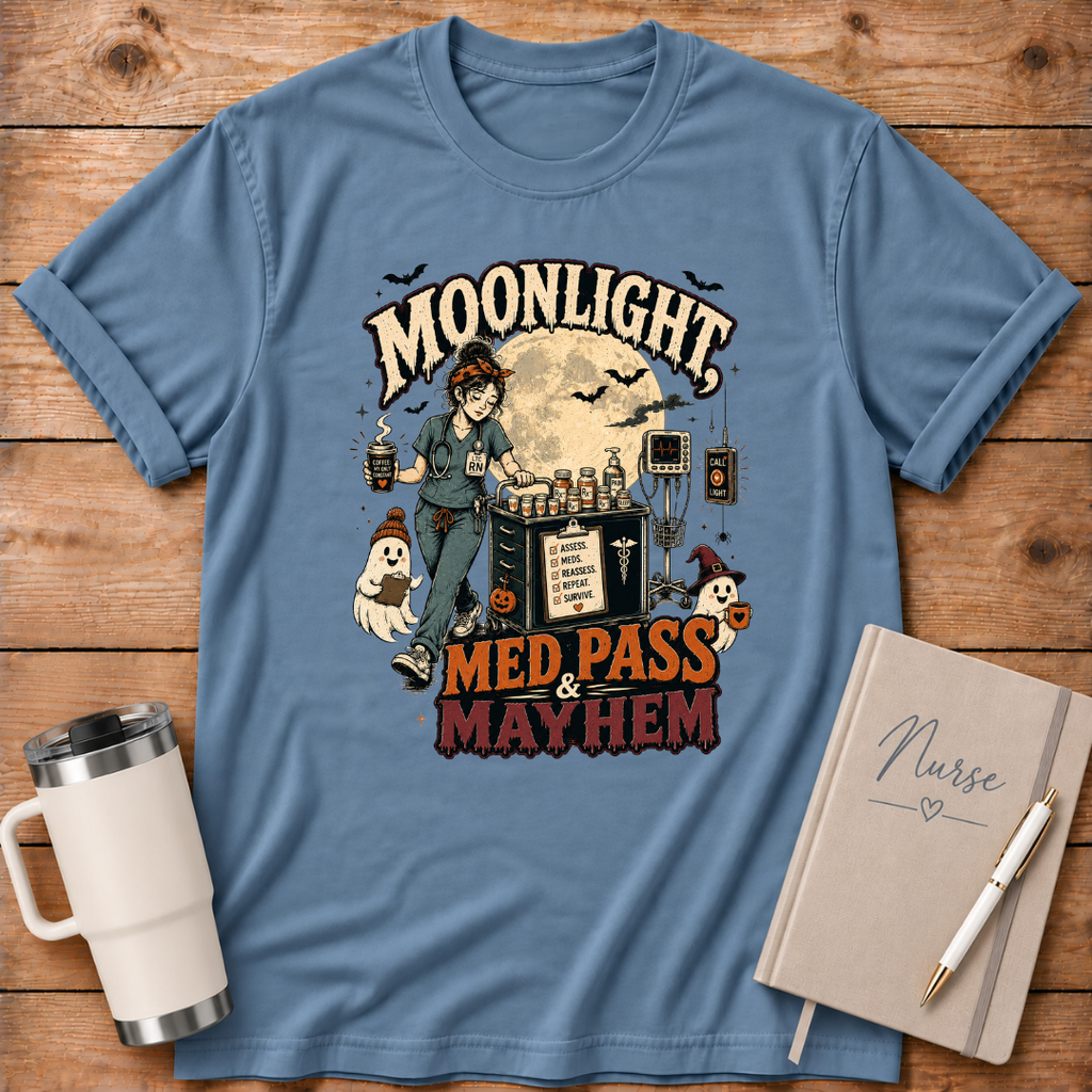 Moonlight, Med Pass & Mayhem T‑Shirt