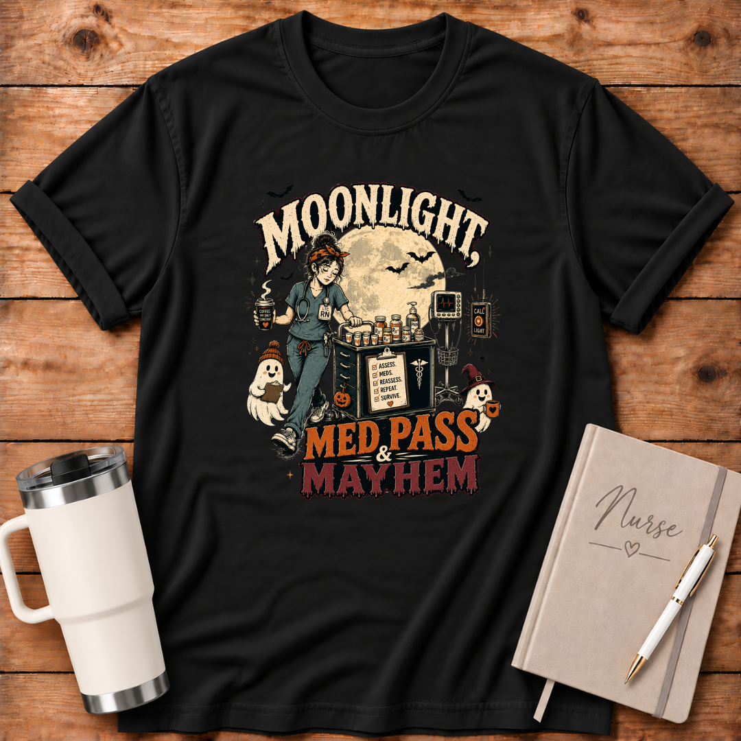 Moonlight, Med Pass & Mayhem T‑Shirt